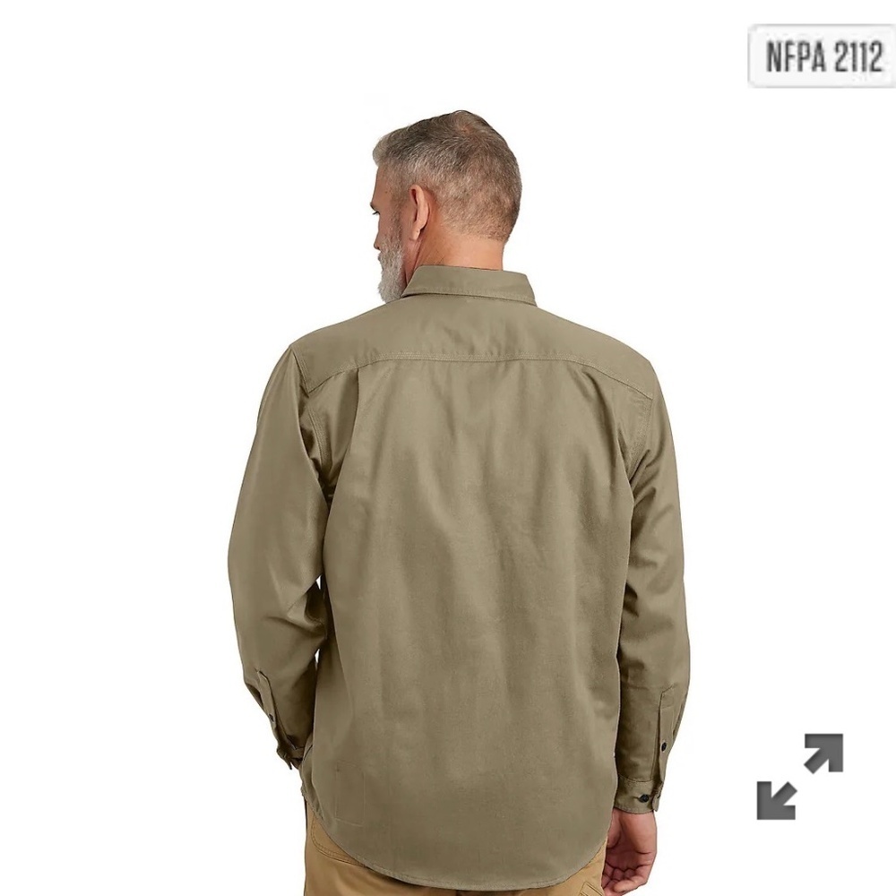 Carhartt FR FRS160 Twill Work Shirt LG Flame Resistant NFPA 70E Khaki - Picture 2 of 11